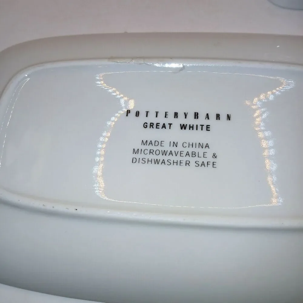 Pottery Barn Great White Covered Butter Dish Retired Plate & Lid
